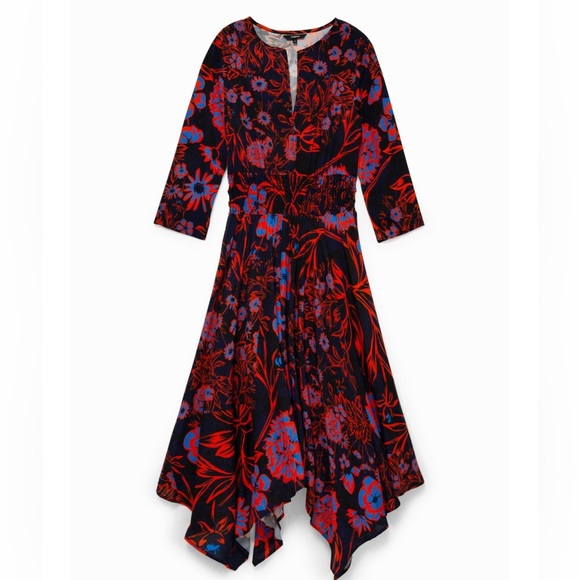 Desigual midi dress, current style, size 38, bold print, flowy, asymmetric hem - Picture 11 of 11